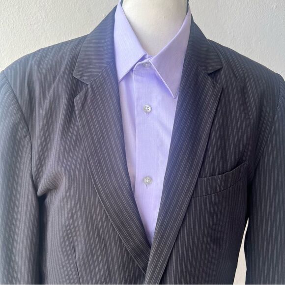 Calvin Klein Men’s Black Striped Cotton Blazer Sz‎ S Tailored Lined Classic - Picture 3 of 10